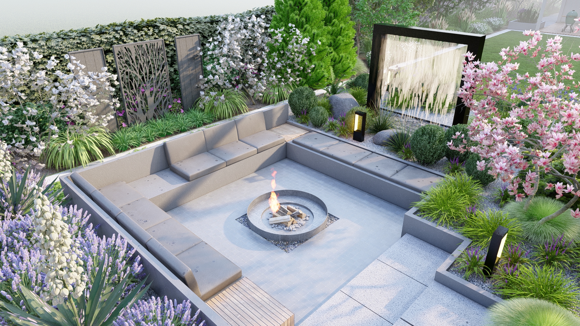 widok na ogród przy rezydencji